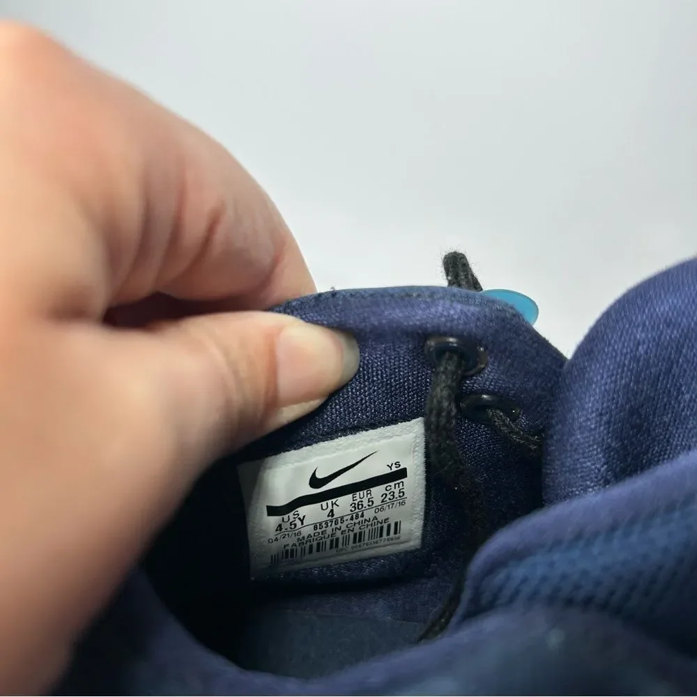 Nike Blue and White Sneakers High-Top Design 4.5Y